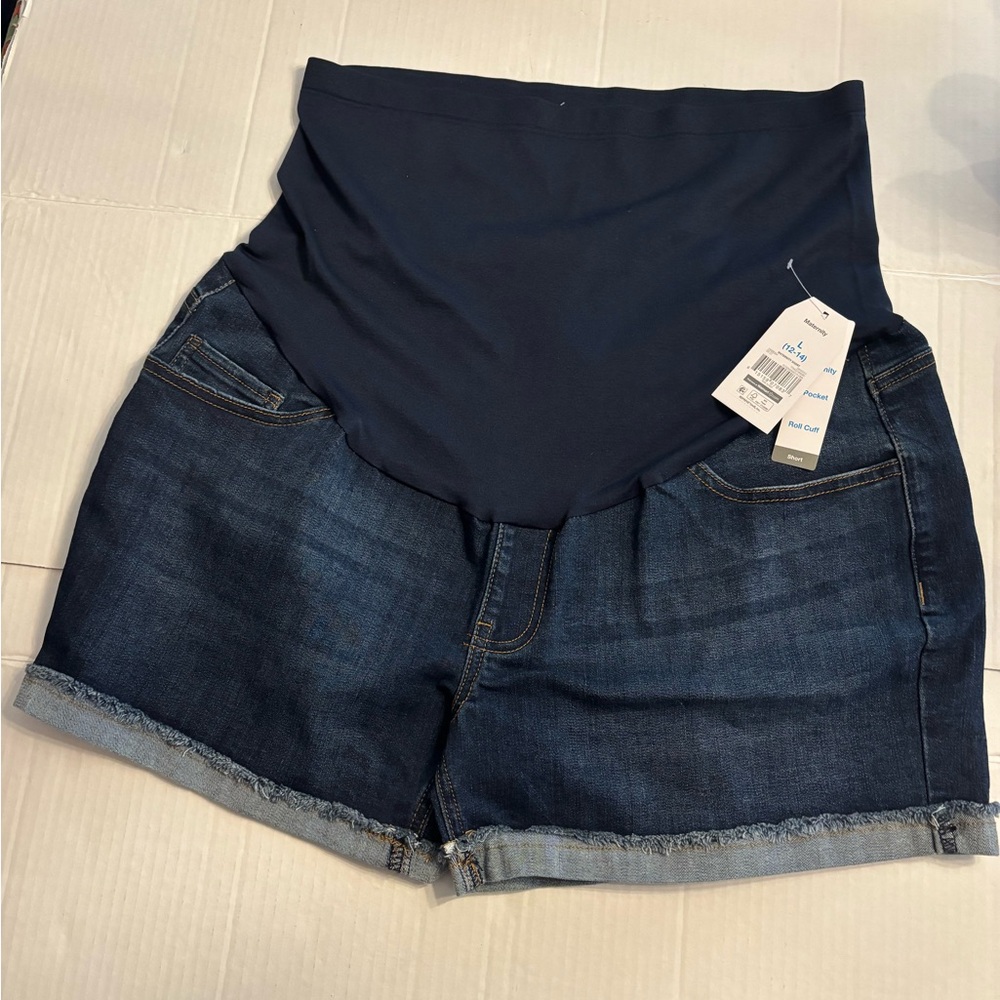 NWT Time and Tru Maternity Denim Shorts - Dark Blue